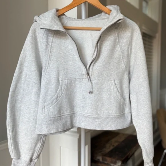 Lululemon Scuba Cropped Half Zip Hoodie Heathered Grey XS/S - Picture 4 of 7